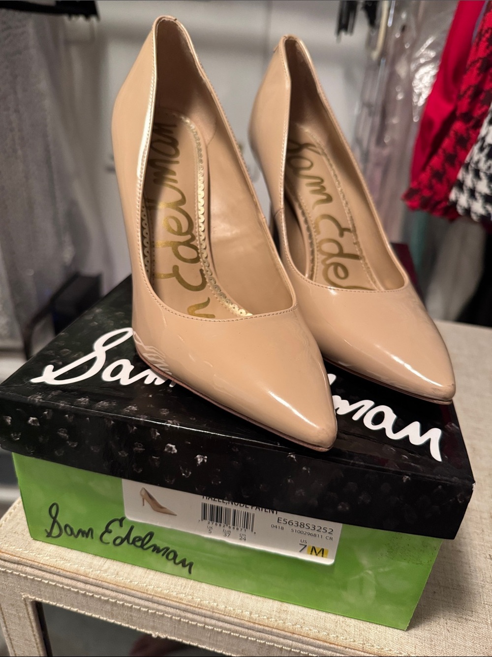Sam Edelman Nude Patent Pointed-Toe Pumps